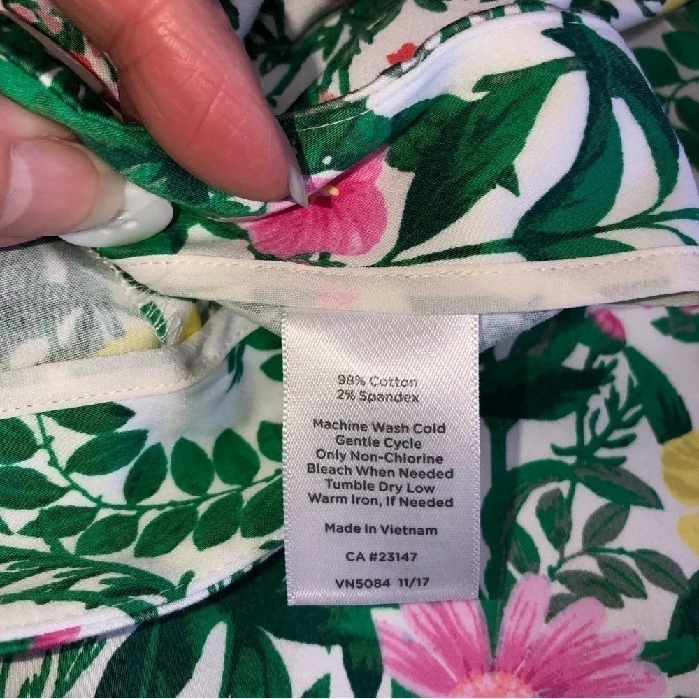 Talbots RSVP Floral Pants Stretch Cotton New Size 6 Tapered Side Zip Brunch
